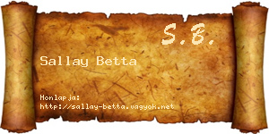 Sallay Betta névjegykártya